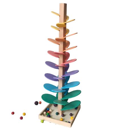 "Montessori Wooden Petal Tree Building Blocks & Rainbow Ball Run Track ...