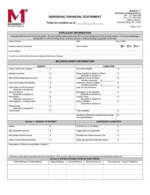 Individual Financial Statement - Members 1st Federal Credit Union ...