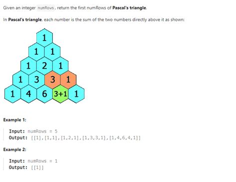 Pascal's Triangle LeetCode 的图像结果