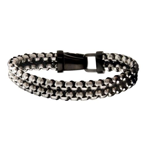 Buy Silver tone Stainless Steel Interlinked Box Chain Bracelet Online ...