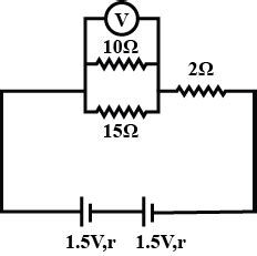 If the reading of the ideal voltmeter shown in the circuit is 2V the ...