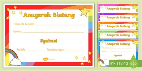 Template Sijil Digital Comel - Sijil Anugerah Bintang