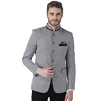 Buy hangup Men's Notch Lapel Regular fit (F6_5B_Blazer_Grey_36) at ...