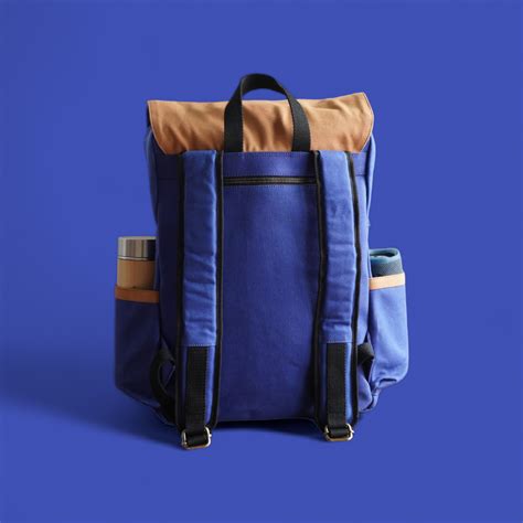 Dugong Backpack(Blue and Brown) - Canvas Daily/Office/Travel Sustainab ...