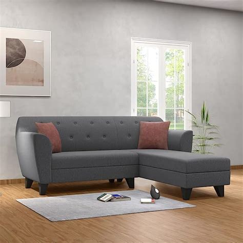 Trevi Balinese Fabric 5 Seater RHS Sofa (Finish Color - Grey, Knock ...