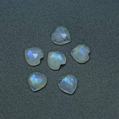 Buy Natural Rainbow Moonstone Rose Cut Heart Loose Gemstone, 6 Mm ...