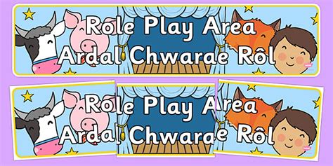 Cursive Role Play Area Sign Welsh (teacher made) - Twinkl