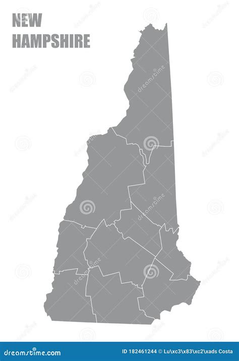 New Hampshire State Counties Map Stock Illustration - Illustration of ...