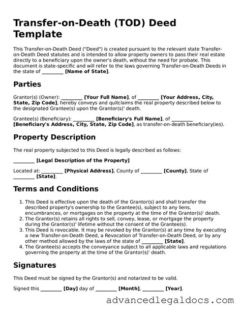 Transfer-on-Death Deed Template ≡ Printable PDF Form