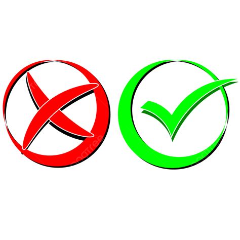 Green Check Red X Png Premium Vector | Green Check Mark And Red Cross