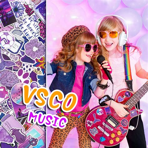 100 Pieces Purple Vsco Stickers Waterproof Decals Cute Girl Stickers ...