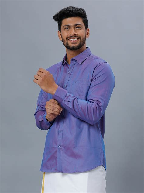 Mens Cotton Formal Shirt Full Sleeves Purple TF1
