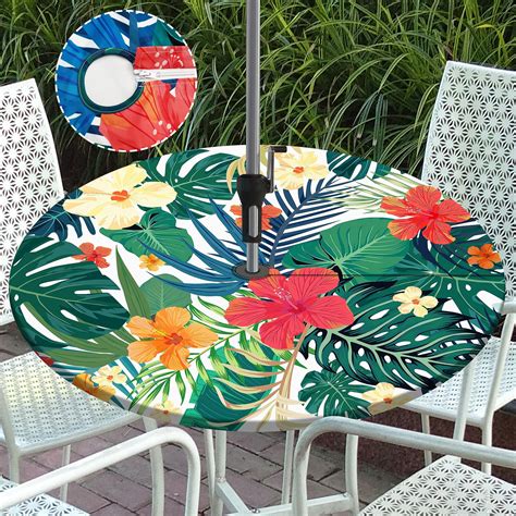 Amazon.com: opstellen Round Tablecloth with Umbrella Hole and Zipper ...