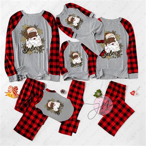 Adults Christmas Matching Pjs With Black Santa Claus Cute - Family ...