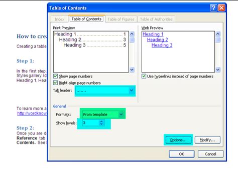 Creating Table of Content Word 的图像结果