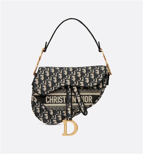 Saddle Bag Blue Dior Oblique Embroidery | DIOR