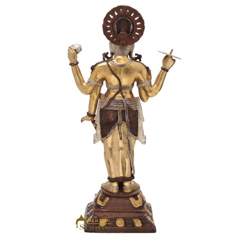 Brass Large Size Lord Vishnu Idol Murti Home Temple Dacor Statue 3.5 ...