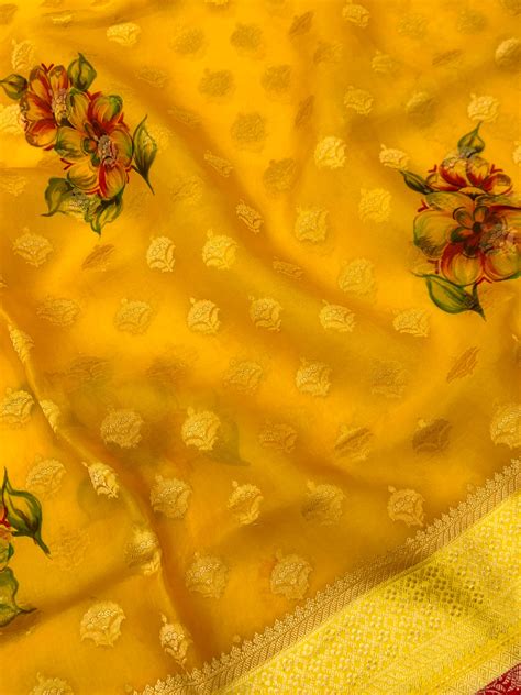 Second Skin I Banarasi Kora Saree Mango-Yellow In Colour
