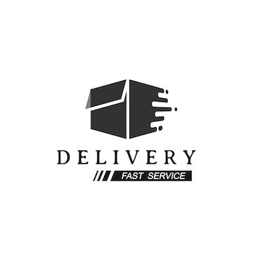 Delivery logo with fast moving box symbol | Premium Vector