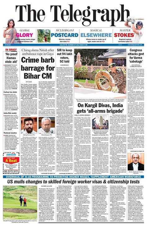 Telegraph India Epaper - Calcutta Edition, Sunday, 27 Jul, 2025 | Front ...