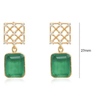 SILVER 92.5 ZIRCON STUD EARRING With Green Onyx – Unniyarcha