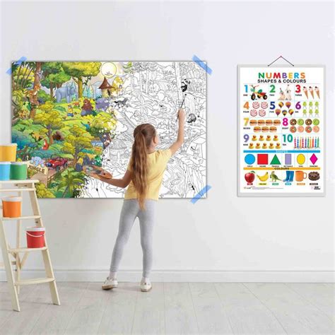 Numbers, Shapes & Colours Chart and GIANT JUNGLE SAFARI COLOURING ...