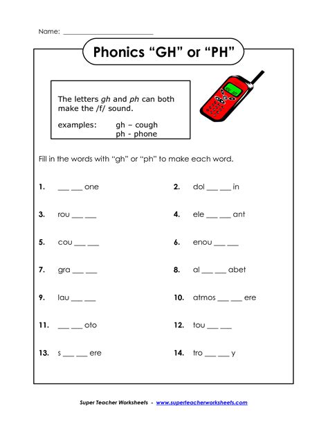 Consonant Digraph Gh Words