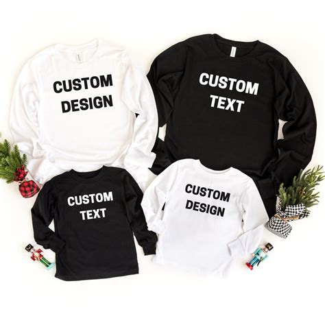 Custom Text Personalized Long Sleeve Shirt, Custom Tshirts, Custom Design Shirt, Personalized ...