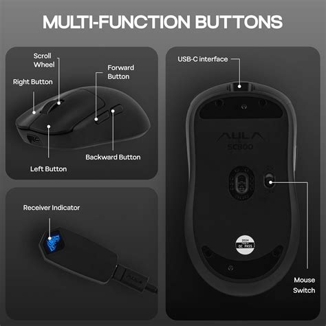 Buy Shop AULA SC800 Tri-Mode (2.4G/BT/Wired) Gaming Mouse (Black) at ...