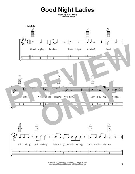 Good Night Ladies (arr. Bobby Westfall) by E.P. Christy Sheet Music for ...