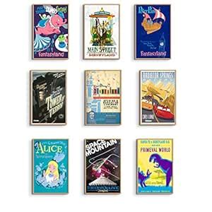 PICTURE THIS PRINTS Disney Ride Posters for Wall, Set of 9, 11 x 17 ...