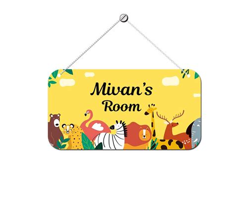 Buy ARTBUG Jungle Theme Customizable Name Door Name Plate for Kids Room ...