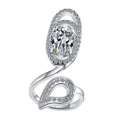 Buy Holibanna Crystal Fingernail Rings Adjustable Open Rhinestone Nail ...