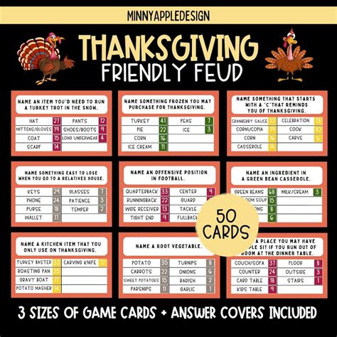 Thanksgiving friendly feud game printable thanksgiving game ...