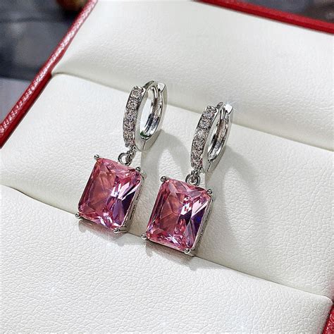 Buy Silver Plated Anti Tarnish Pink Rectangular American Diamond ...