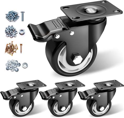 75mm Castor Wheels, Heavy Duty Castor Wheels Set of 4, Swivel Plate ...