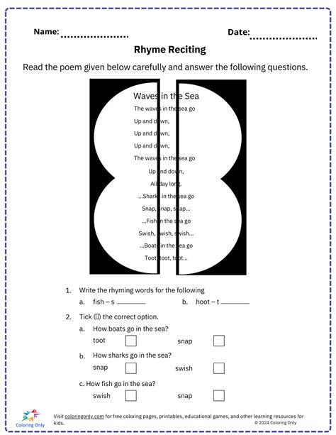 Rhyme Reciting Free Printable Worksheet