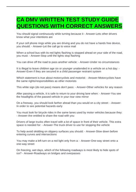 Image result for DMV Study Guide Free