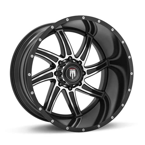 American Truxx At162 Vortex Wheels Rims 22x12 6x139.7 Gloss Black Machined -44mm | AT162-22283BM-44