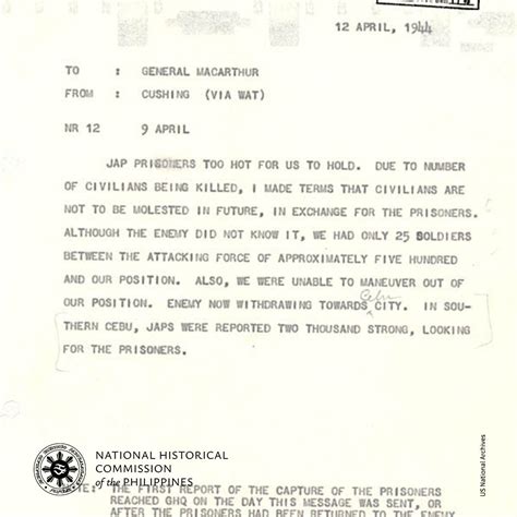 National Historical Commission of the Philippines - A copy of the telex ...