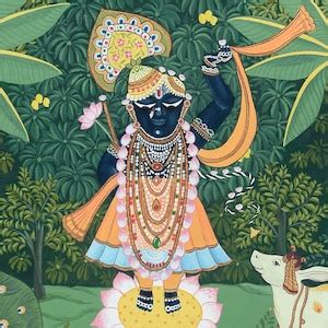 Buy Pichwai Shrinathji, Peacock, Cow, Handpainted Original Artwork ...