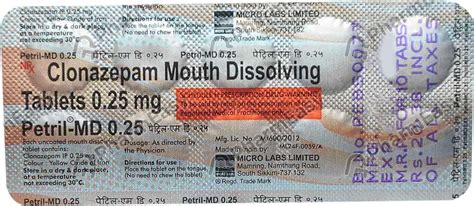 Petril Md 0.25 MG Tablet (10): Uses, Side Effects, Price & Dosage ...