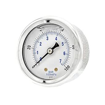2 Pack of Liquid Filled Center Back Mount Pressure Gauge with 2" Dial ...