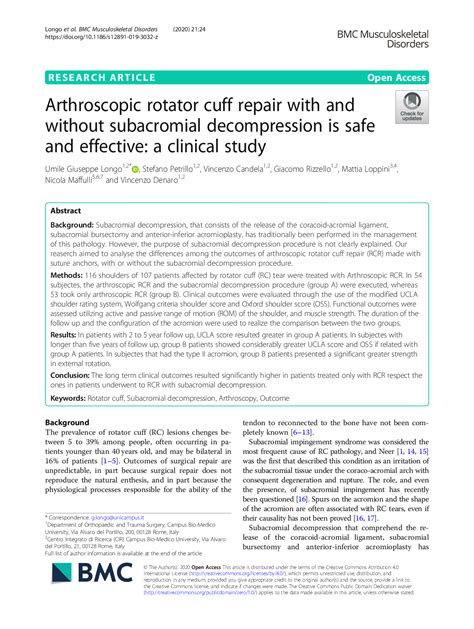 Image result for Subacromial Decompression Rotator Cuff Repair