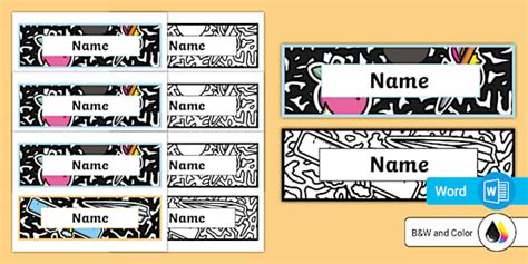 Editable Notebook Theme Desk Nameplates