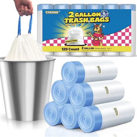 Amazon.com: T.FORING 2 Gallon Trash Bags Drawstring 0.96 Mil - 120 ...