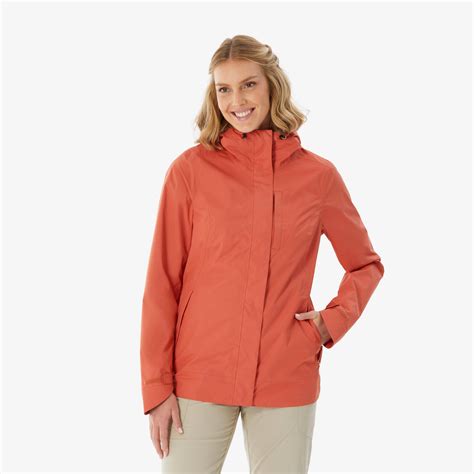 Women’s Waterproof Hiking Jacket, NH500 - Orange