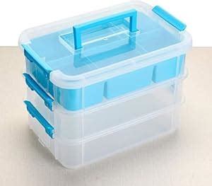 Blue 3 Layer Stack & Carry Box, Plastic Multipurpose Portable Storage ...