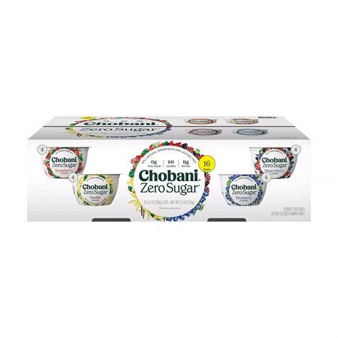 Chobani Zero Sugar Greek Yogurt Variety Pack, 16 pk./5.3 oz. | BJ's ...