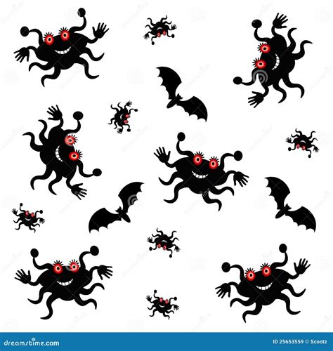Bats and spiders Halloween stock illustration. Illustration of black ...
